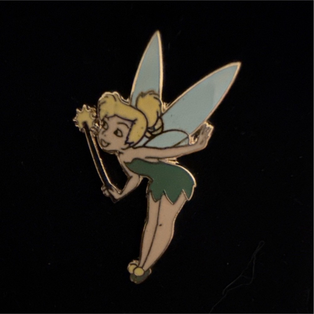 Disney Tinker Bell Enamel Pin with Green Dress and Blue Wings Y2K 2000